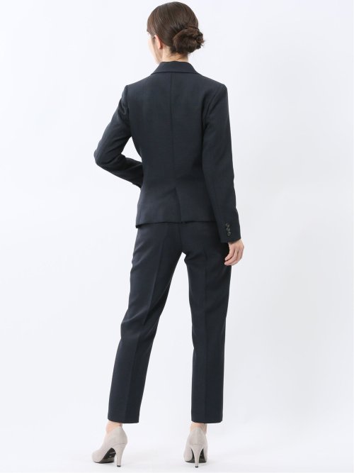 ストレッチウォッシャブル 1ボタンジャケット＋テーパードパンツ 紺