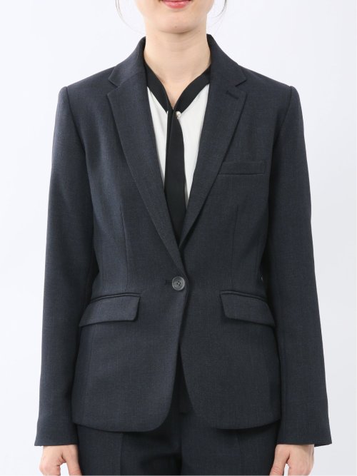 ストレッチウォッシャブル 1ボタンジャケット＋テーパードパンツ 紺