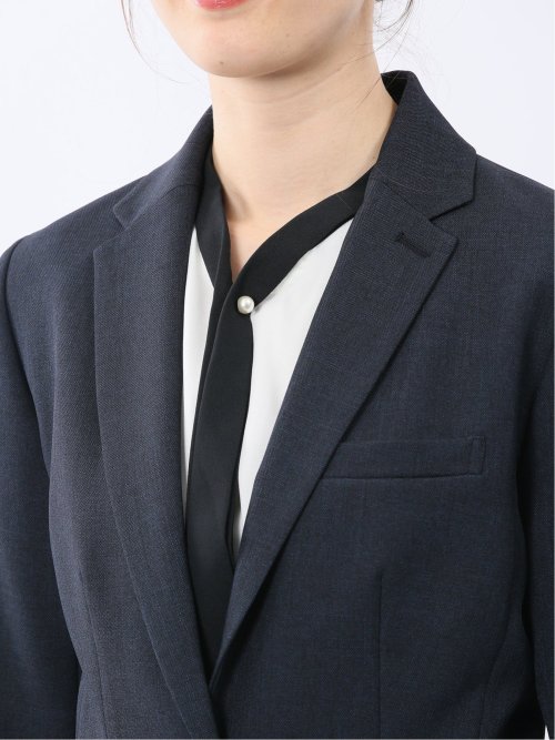 ストレッチウォッシャブル 1ボタンジャケット＋テーパードパンツ 紺