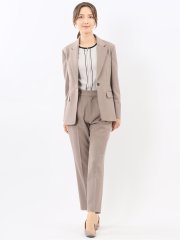 ストレッチウォッシャブル リラクシング 1ボタンジャケット＋テーパードパンツ フランネルベージュ