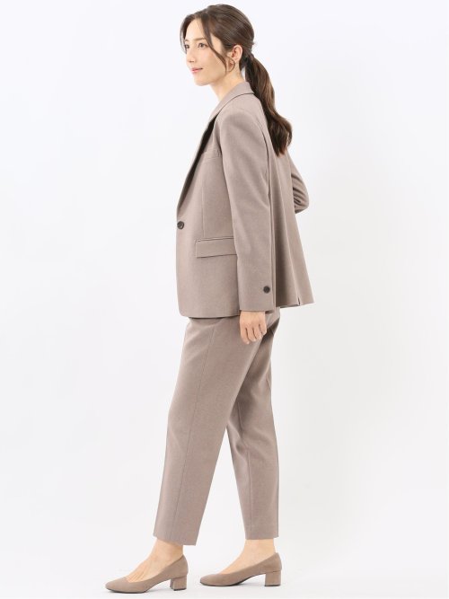 ストレッチウォッシャブル リラクシング 1ボタンジャケット＋テーパードパンツ フランネルベージュ