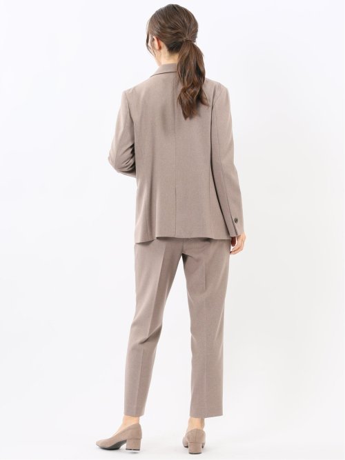 ストレッチウォッシャブル リラクシング 1ボタンジャケット＋テーパードパンツ フランネルベージュ