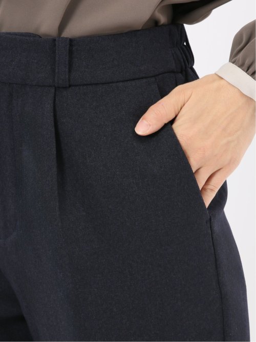 ストレッチウォッシャブル リラクシング 1ボタンジャケット＋テーパードパンツ フランネル紺