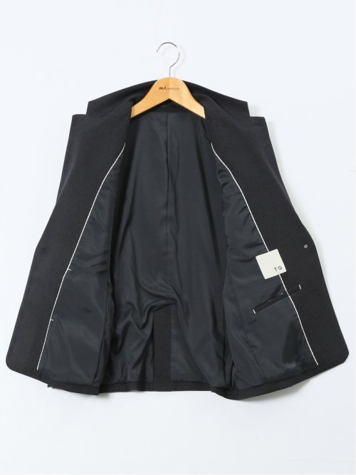 ストレッチウォッシャブル リラクシング 1ボタンジャケット＋テーパードパンツ フランネル紺