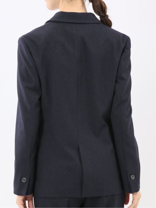 ストレッチウォッシャブル リラクシング 1ボタンジャケット＋テーパードパンツ フランネル紺