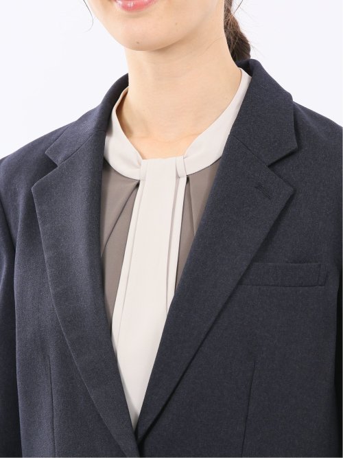 ストレッチウォッシャブル リラクシング 1ボタンジャケット＋テーパードパンツ フランネル紺