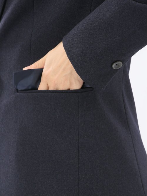 ストレッチウォッシャブル リラクシング 1ボタンジャケット＋テーパードパンツ フランネル紺