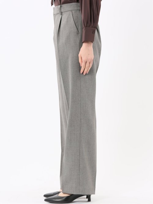 ストレッチウォッシャブル リラクシング ノーカラージャケット＋セミワイドパンツ シャークベージュ