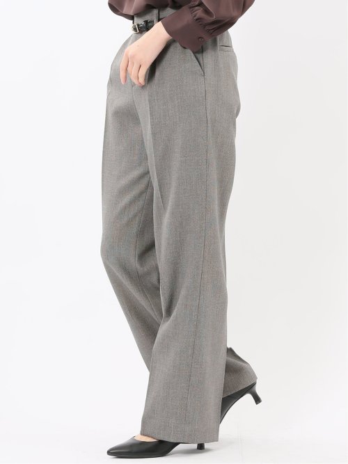 ストレッチウォッシャブル リラクシング ノーカラージャケット＋セミワイドパンツ シャークベージュ