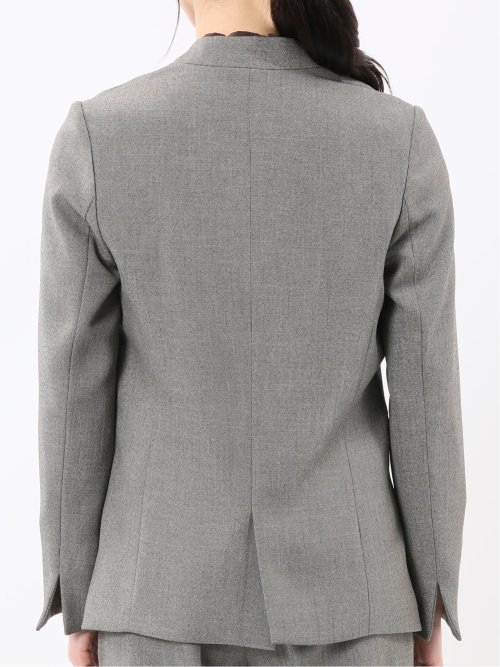 ストレッチウォッシャブル リラクシング ノーカラージャケット＋セミワイドパンツ シャークベージュ