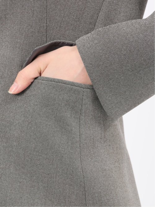 ストレッチウォッシャブル リラクシング ノーカラージャケット＋セミワイドパンツ シャークベージュ