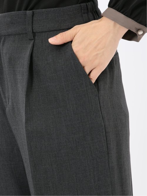 ストレッチウォッシャブル リラクシング ノーカラージャケット＋セミワイドパンツ シャーク紺