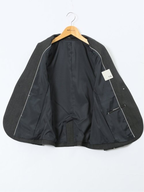 ストレッチウォッシャブル リラクシング ノーカラージャケット＋セミワイドパンツ シャーク紺