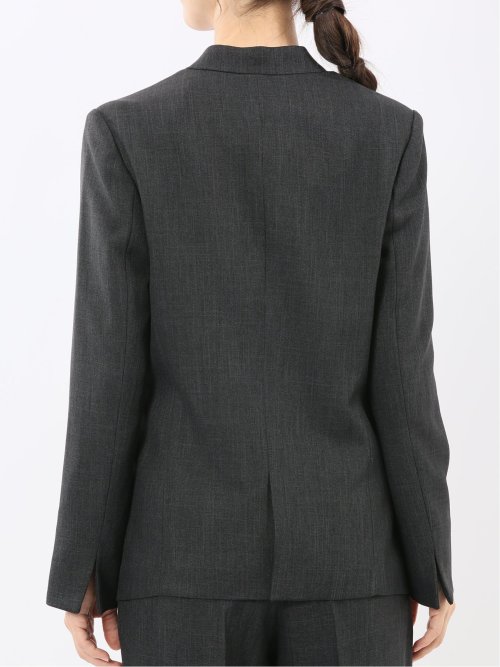 ストレッチウォッシャブル リラクシング ノーカラージャケット＋セミワイドパンツ シャーク紺