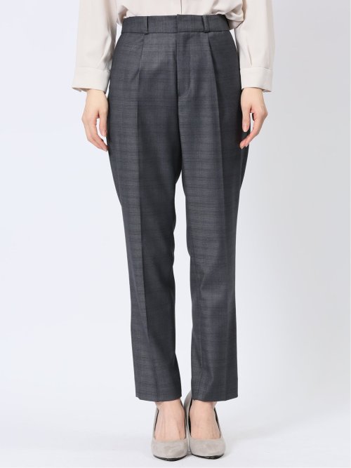 ストレッチウォッシャブル 1ボタンジャケット＋テーパードパンツ チェックグレー