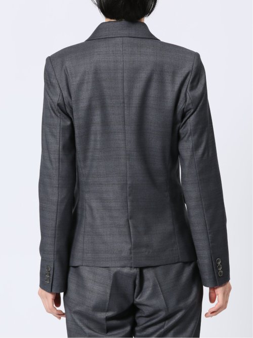 ストレッチウォッシャブル 1ボタンジャケット＋テーパードパンツ チェックグレー