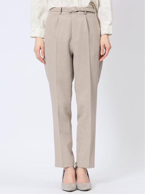 ストレッチウォッシャブル カラーレスジャケット＋テーパードパンツ メランジベージュ