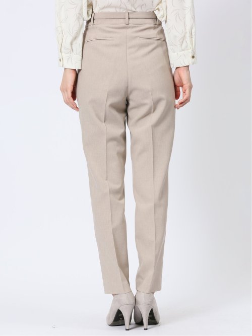 ストレッチウォッシャブル カラーレスジャケット＋テーパードパンツ メランジベージュ