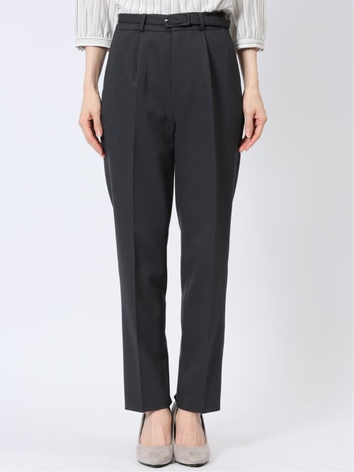 ストレッチウォッシャブル カラーレスジャケット＋テーパードパンツ メランジグレー