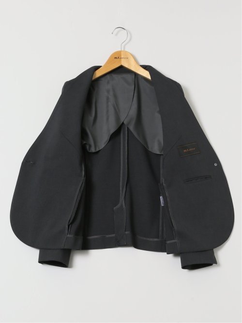 ストレッチウォッシャブル カラーレスジャケット＋テーパードパンツ メランジグレー