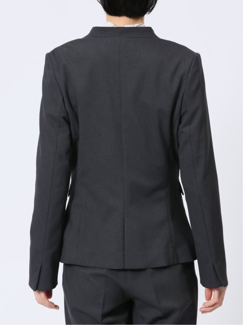 ストレッチウォッシャブル ノーカラー ジャケット＋テーパードパンツ