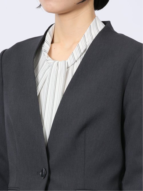 ストレッチウォッシャブル ノーカラー ジャケット＋テーパード