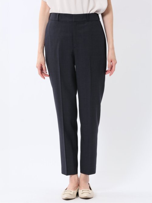 ストレッチウォッシャブル 1ボタンジャケット＋テーパードパンツ チェック紺