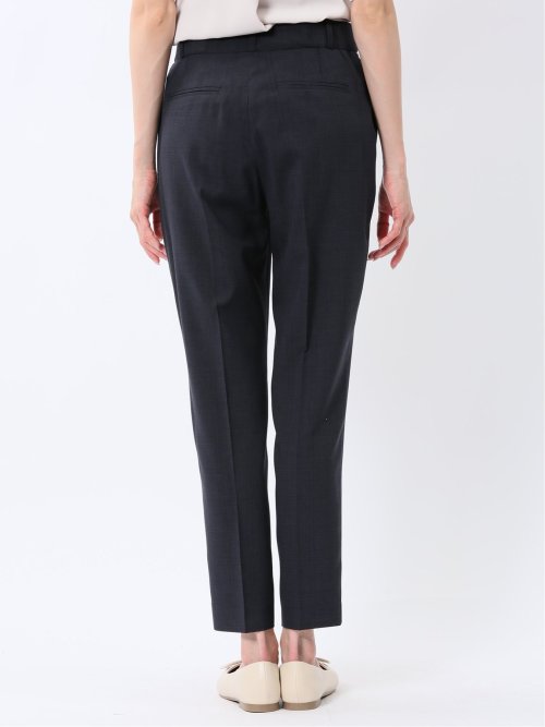 ストレッチウォッシャブル 1ボタンジャケット＋テーパードパンツ チェック紺