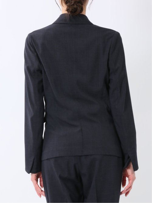 ストレッチウォッシャブル 1ボタンジャケット＋テーパードパンツ チェック紺