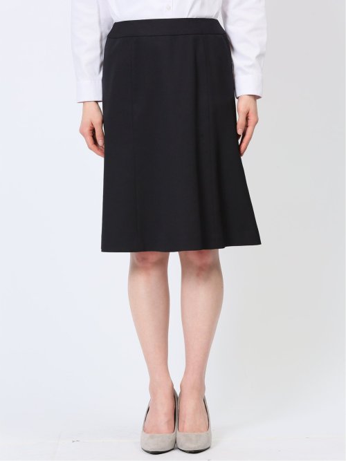 ストレッチウォッシャブル 1ボタンジャケット＋フレアースカート 組織紺