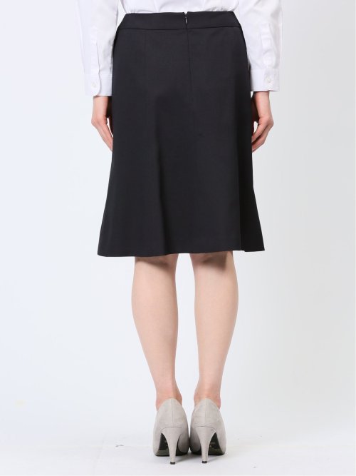 ストレッチウォッシャブル 1ボタンジャケット＋フレアースカート 組織紺