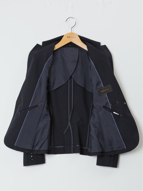 ストレッチウォッシャブル 1ボタンジャケット＋フレアースカート 組織紺