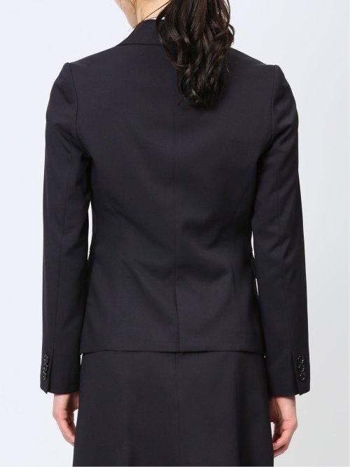 ストレッチウォッシャブル 1ボタンジャケット＋フレアースカート 組織紺