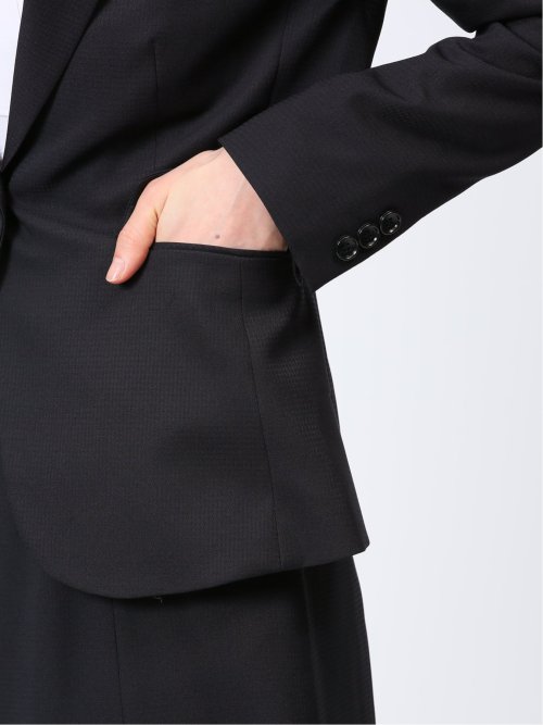 ストレッチウォッシャブル 1ボタンジャケット＋フレアースカート 組織紺