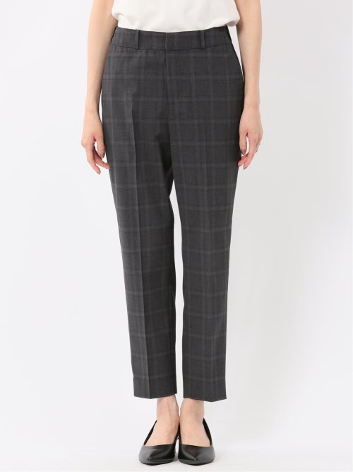 ストレッチウォッシャブル 1ボタンジャケット＋テーパードパンツ チェックグレー