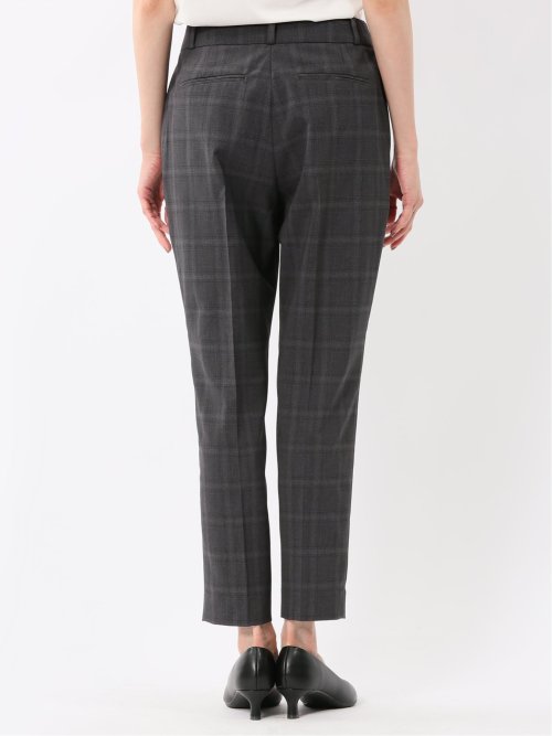 ストレッチウォッシャブル 1ボタンジャケット＋テーパードパンツ チェックグレー