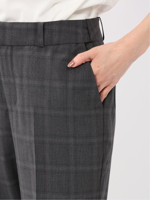 ストレッチウォッシャブル 1ボタンジャケット＋テーパードパンツ チェックグレー