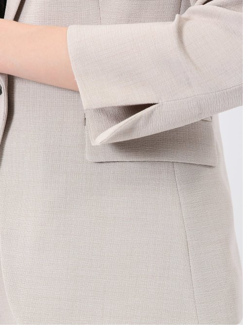 麻調合繊 1ボタン7分袖ジャケット＋テーパードパンツ ベージュ