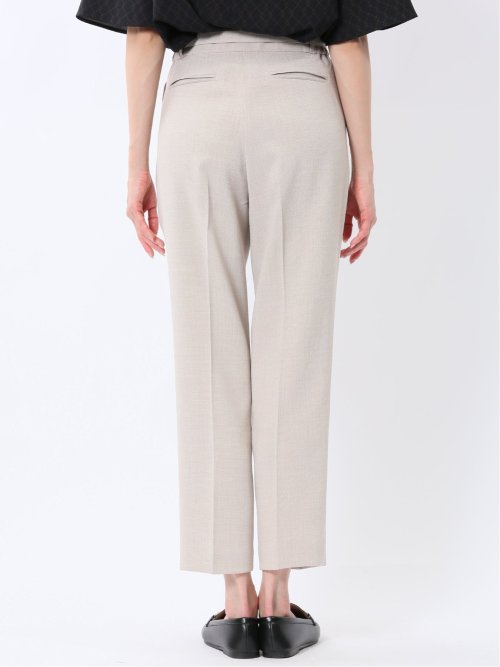 麻調合繊 1ボタン7分袖ジャケット＋テーパードパンツ ベージュ