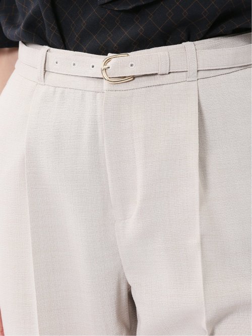 麻調合繊 1ボタン7分袖ジャケット＋テーパードパンツ ベージュ