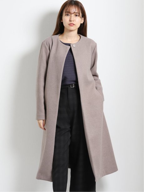 ウールジャージライク ノーカラーコート