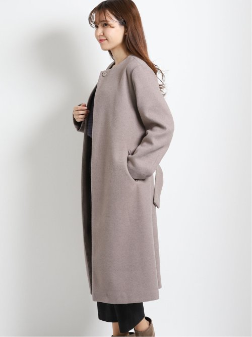 ウールジャージライク ノーカラーコート