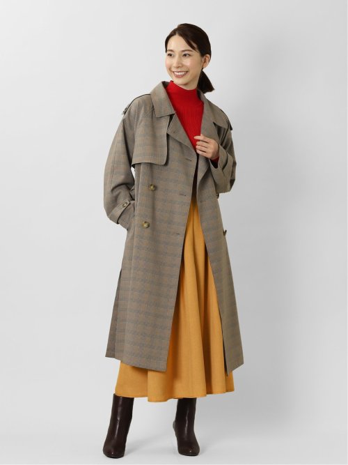 チェック柄 ダブルトレンチコート