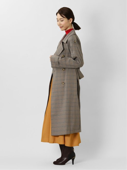 チェック柄 ダブルトレンチコート