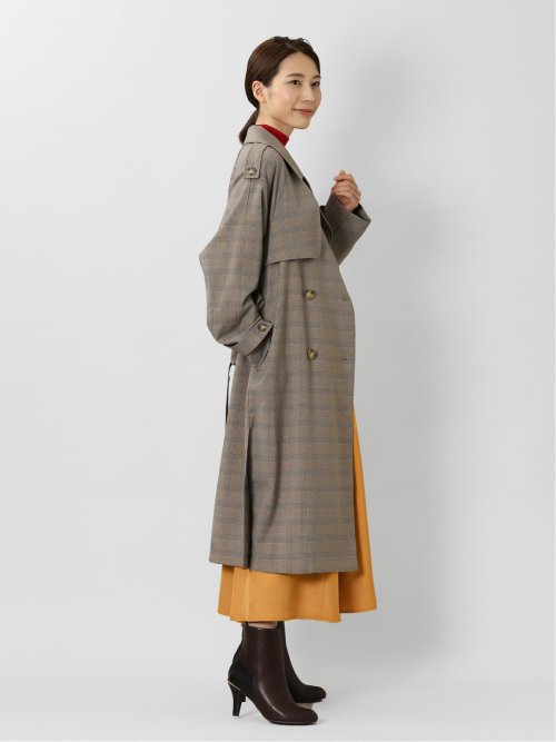 チェック柄 ダブルトレンチコート