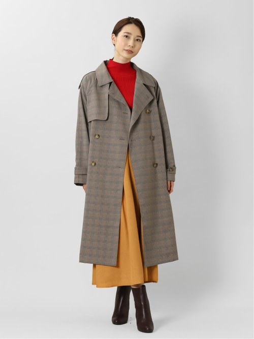 チェック柄 ダブルトレンチコート