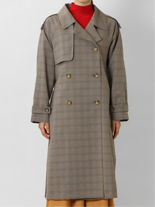 チェック柄 ダブルトレンチコート