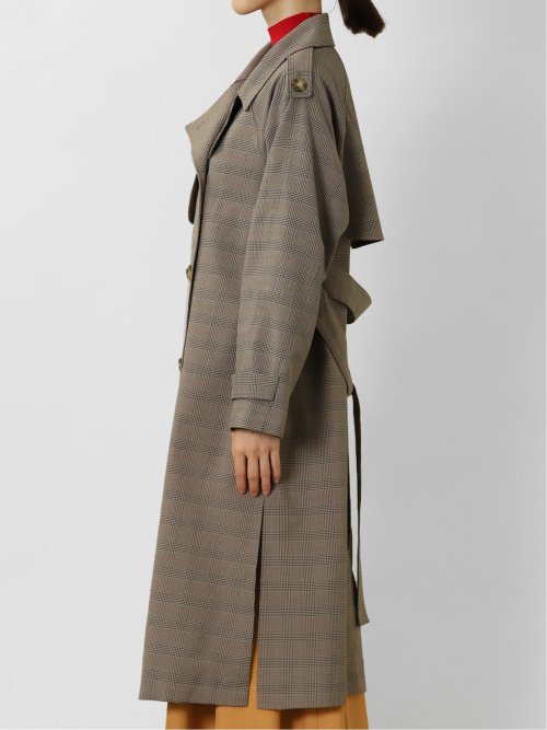 チェック柄 ダブルトレンチコート