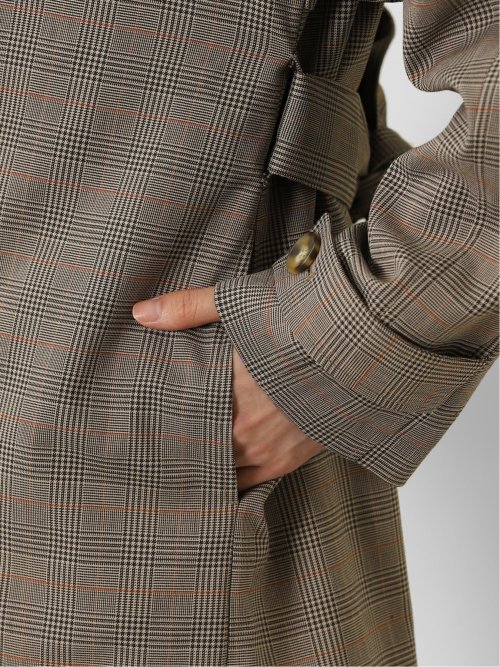 チェック柄 ダブルトレンチコート