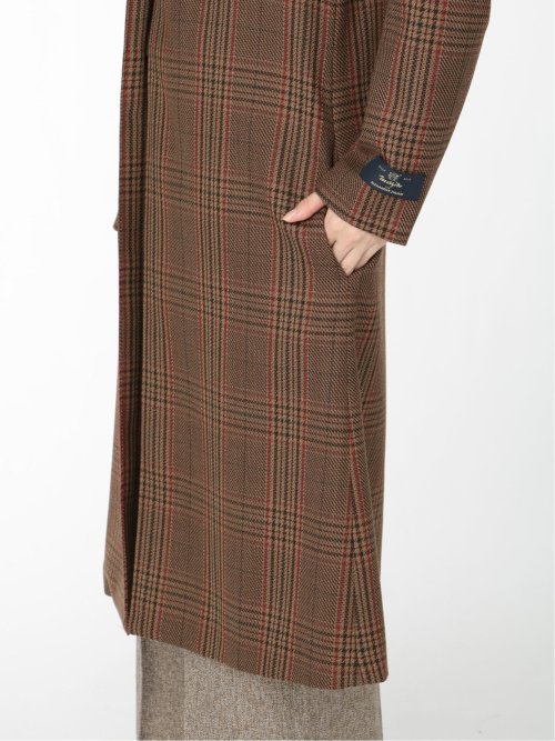 マルゾット/MARZOTTO ウール カラーレスコート チェック こげ茶